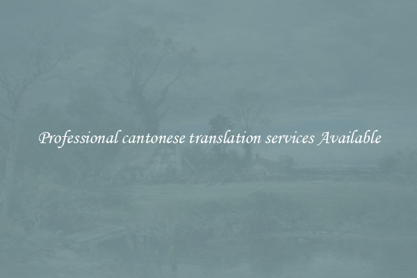 Professional cantonese translation services Available