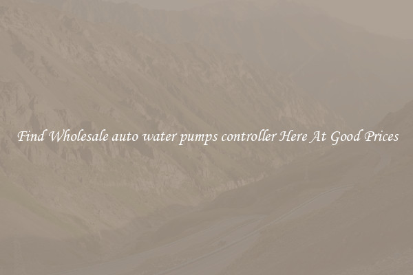 Find Wholesale auto water pumps controller Here At Good Prices